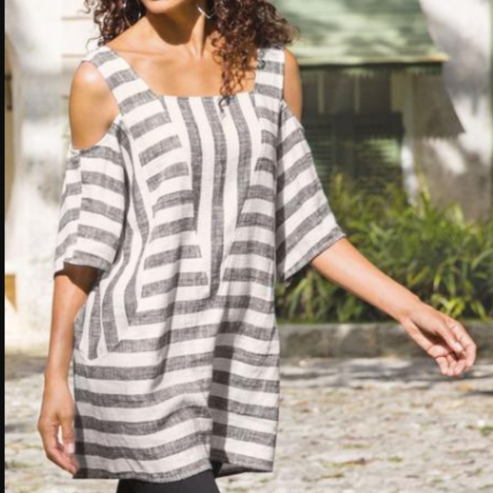 Soft Surroundings Sunset Linen Striped Tunic